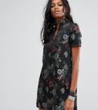 Reclaimed Vintage Inspired Mini Dress With Button Up Detail - Black