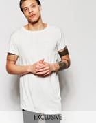 Cheap Monday Swoop Angle Hem Longline T-shirt In Distressed Ecru - Ecru