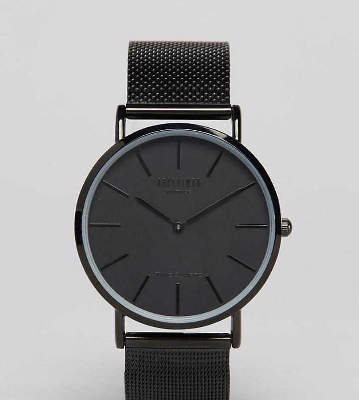 Reclaimed Vintage Inspired Classic Mesh Strap Watch In Black Exclusive To Asos - Black