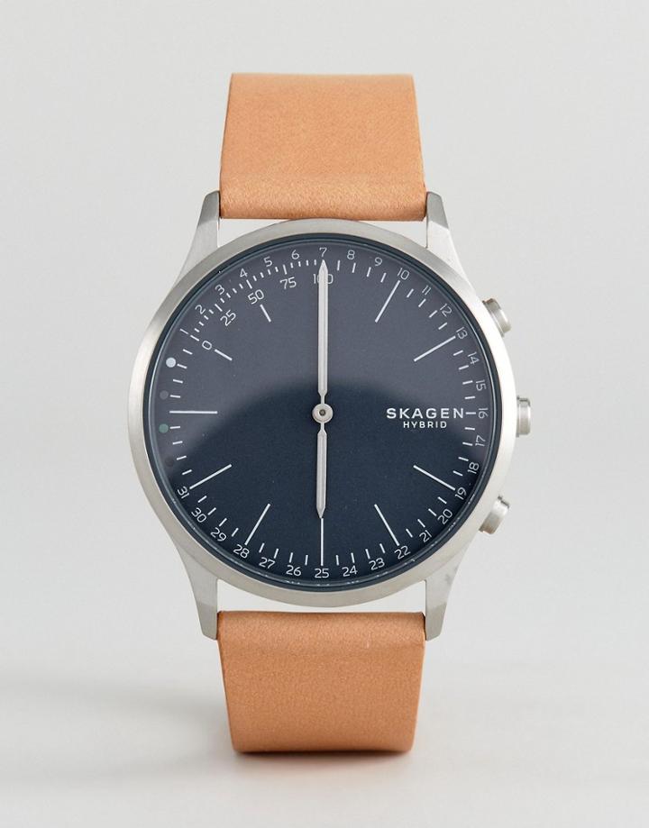 Skagen Connected Skt1200 Jorn Leather Hybrid Smart Watch In Tan - Tan
