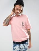 Asos Oversized T-shirt With Peace Out Embroidery - Pink