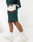 Asos Design Matching Oversized Shorts In Color-block-green
