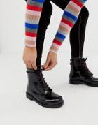Asos Design Global Hiker Lace Up Rain Boots - Black