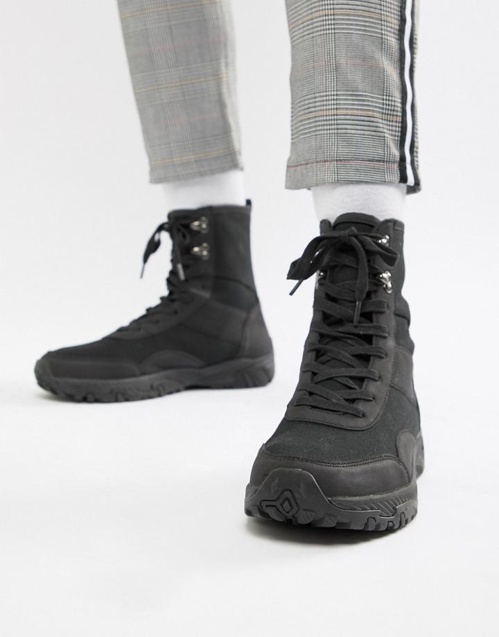 Asos Design High Top Sneakers In Black - Black