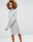 Asos Lounge Knitted Dress With Elasticated Waist - Gray