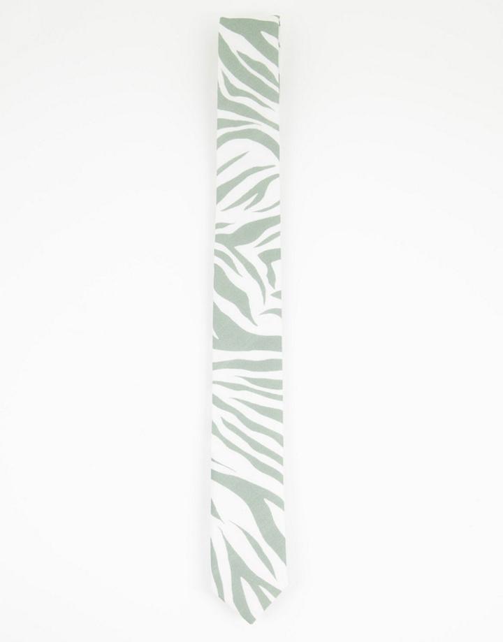 Devils Advocate Zebra Print Tie-green
