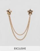 Reclaimed Vintage Star Collar Tips & Chain In Gold - Gold