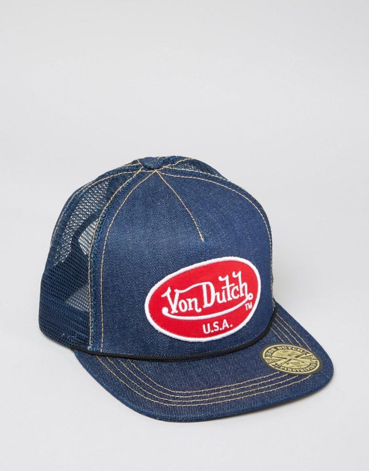 Von Dutch Trucker Cap In Denim - Blue