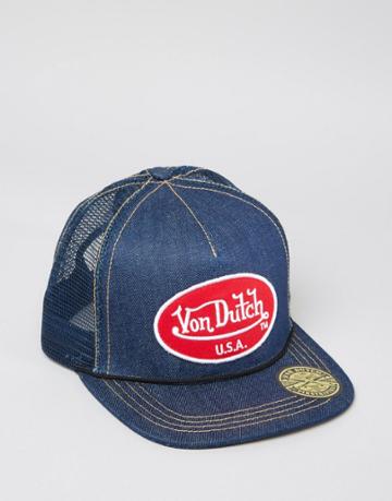 Von Dutch Trucker Cap In Denim - Blue