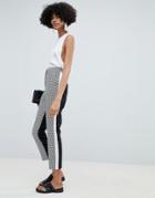 Asos Design Tailored Tapered Pants In Mono Contrast Gingham-multi