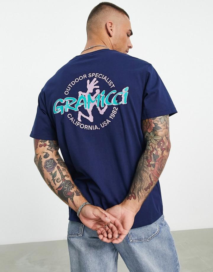 Gramicci Running Man Back Print T-shirt In Navy