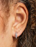 Ted Baker Seenita Crystal Nano Huggy Hoop Earrings In Silver