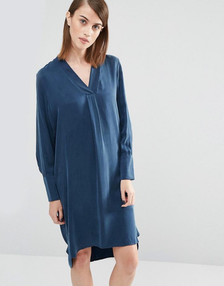 Selected Brooke Tunic Dress In Silk - Dark Sapphire