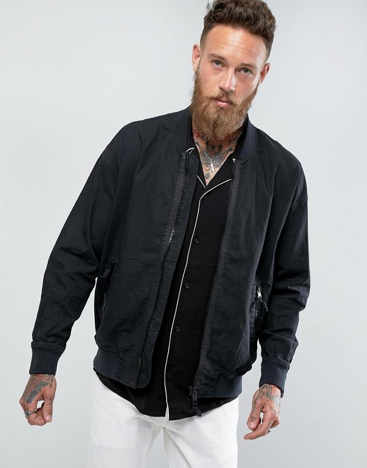 Allsaints Linen Bomber Jacket - Black