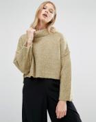 Native Youth High Neck Boxy Sweater - Green