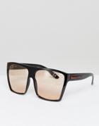 Asos Oversized Square Sunglasses With Pale Brown Lens - Black