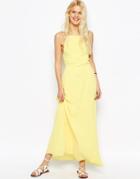 Asos Maxi Dress With Tie Back - Yellow