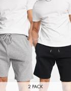 Asos Design Jersey Slim Shorts In Washed Black/gray Heather-multi