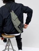 Asos Design Cross Body Flight Bag In Khaki With Mesh Pocket - Green