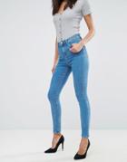Asos Design Ridley High Waist Skinny Jeans In Lily Wash - Blue