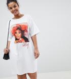 Asos Design Curve Whitney V Back T-shirt Dress - White