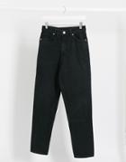Monki Taiki High Waist Mom Jeans With Cotton In Black - Black