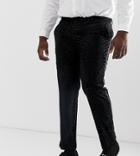 Asos Design Plus Skinny Tuxedo Suit Pants In Black Tiger Glitter Velvet