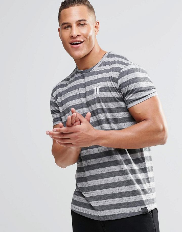 11 Degrees T-shirt With Stripes In Slubby Fabric - Beige