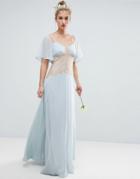 Asos Wedding Contrast Lace Panel Maxi Dress - Blue