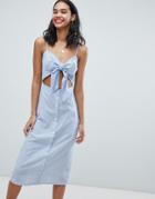Missguided Tie Front Button Down Strappy Midi Dress - Multi