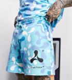 Asos Dark Future X Cream Relaxed Short In All Over Logo Print In Blue - Part Of A Set-blues