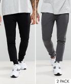 Asos Extreme Super Skinny Jogger 2 Pack Black/charcoal Marl Save - Multi