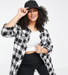 Yours Oversized Check Shirt In Black