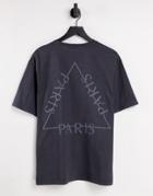 Topman Oversized Fit T-shirt With Front And Back Paris Triangle Print In Charcoal-grey
