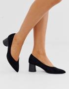Stradivarius Faux Suede Kitten Heel Shoes In Black