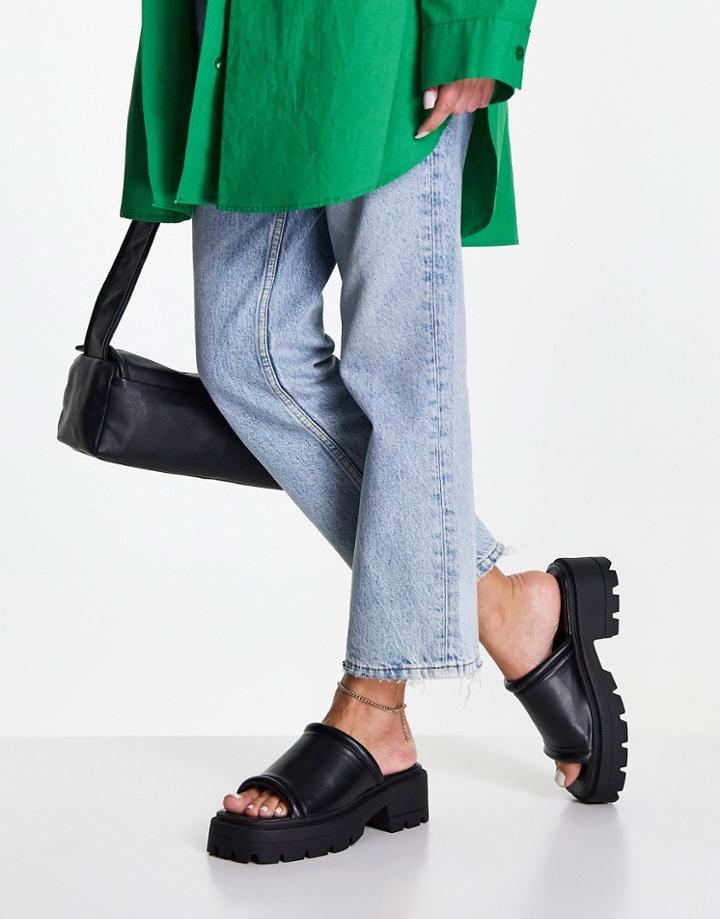 Topshop Patch Chunky Mule Sandals In Black