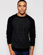 Native Youth Cable Contrast Sleeve Sweater - Black