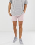 Asos Design Skinny Shorter Chino Shorts In Pastel Pink - Pink