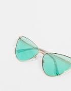 Aj Morgan Cat Eye Sunglasses In Gold With Green Lens