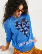 Love Moschino 80s Flower Heart Sweater In Blue