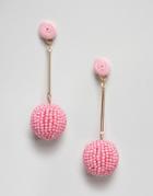 Pieces Beaded Drop Earrings - Pink