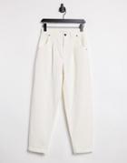 Mango Corduroy Slouchy Pants In Ecru-white