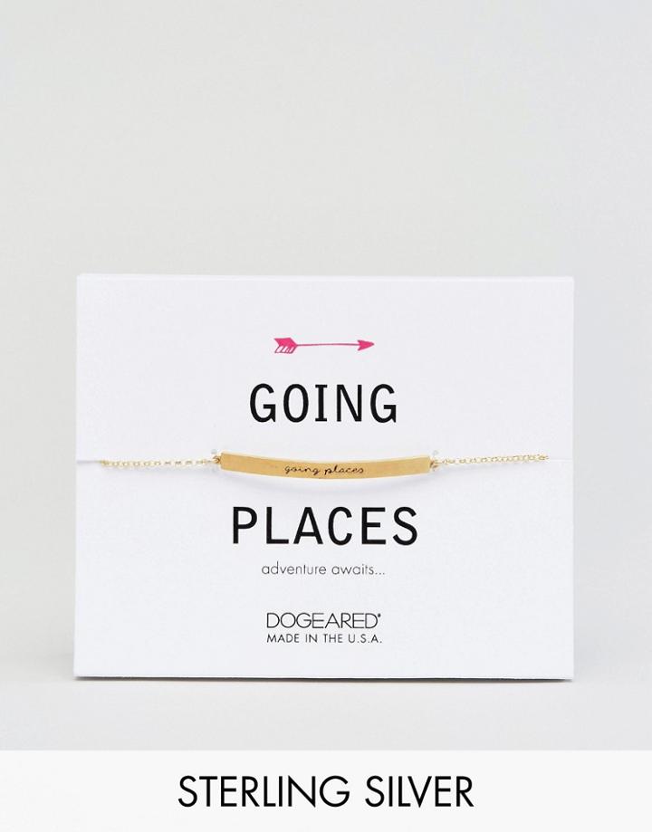 Dogeared Gold Plated Going Places Engraved Id Bracelet - Gold