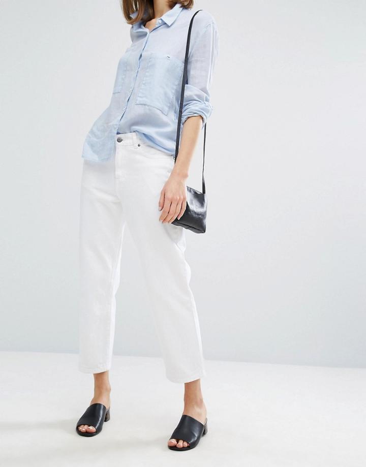 Dr Denim Haze Mid Rise Relaxed Crop Jean - White