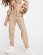 Asos Design Knitted Sweatpant With Tie Waist Detail In Camel - Part Of A Set-neutral