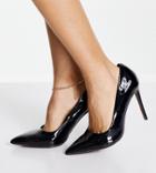 Asos Design Wide Fit Penza Pointed High Heel Pumps In Black Patent