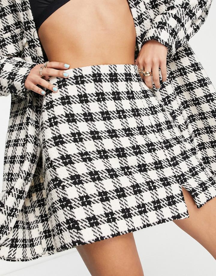 Miss Selfridge Boucle Skirt In Mono Check-black