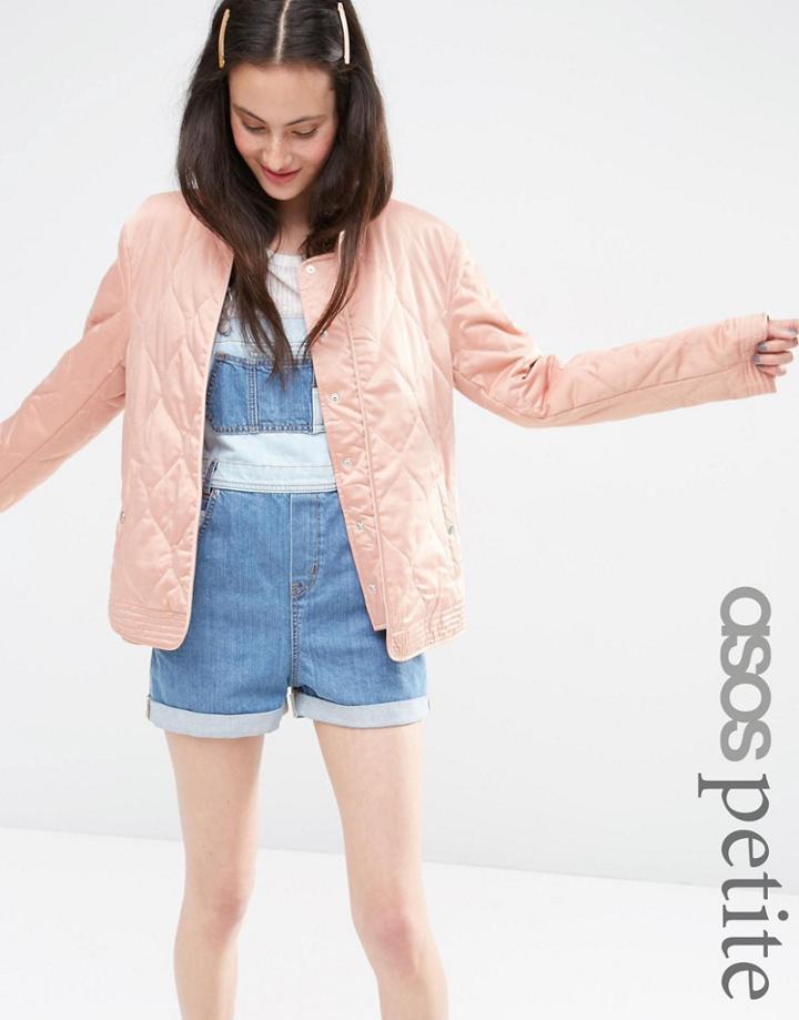 Asos Petite Jacket In Quilt Detail - Pink