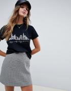 Asos Design T-shirt With Big City Sketchy Print - Black