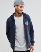 Jack & Jones Zip Up Hoodie With Chest Embroidery - Navy